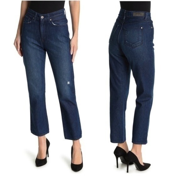Baldwin Theresa El Dorado Distressed Straight Leg High Waisted Jeans Size 29 - Picture 1 of 8